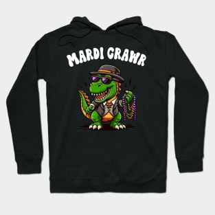 Mardi Grawr Dinosaur TRex Mardi Gras Funny Men Women Kids Hoodie